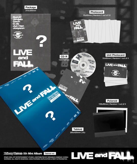 XDINARY HEROES - LIVE AND FALL (5th Mini Album) TABLOID