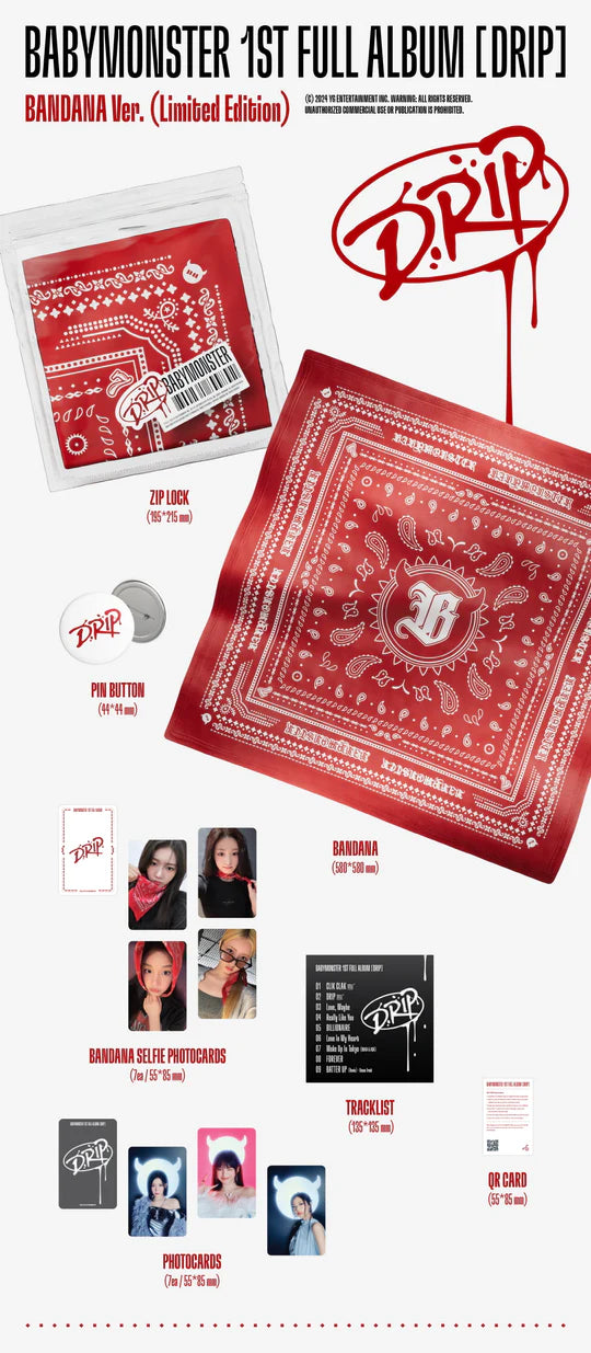 BABYMONSTER - DRIP (1st FULL Album) LIMITED Edition BANDANA
