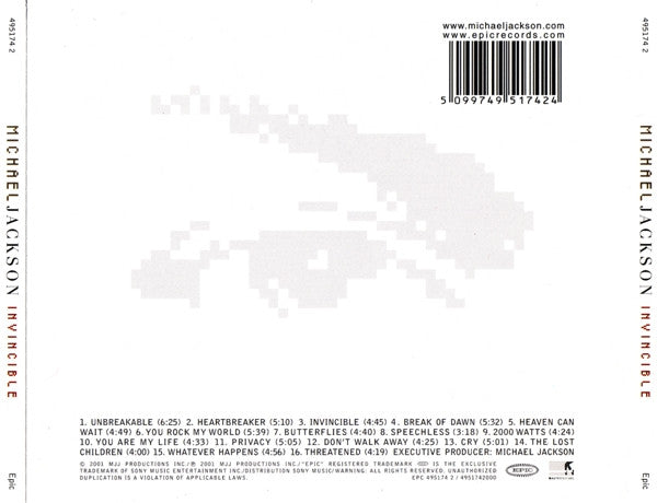 MICHAEL JACKSON - Invincible CD