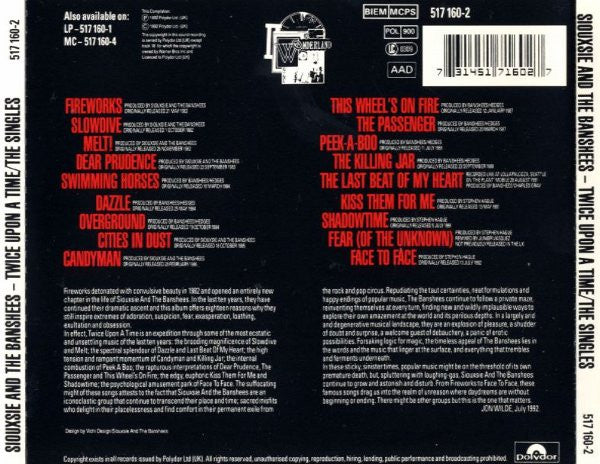 SIOUXSIE & THE BANSHEES – Twice Upon A Time The Singles CD