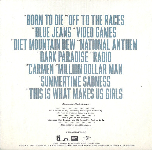 LANA DEL REY - Born to die CD