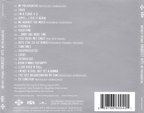 BRITNEY SPEARS - Greatest Hits: My Prerogative CD