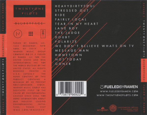TWENTY ONE PILOTS - Blurryface CD