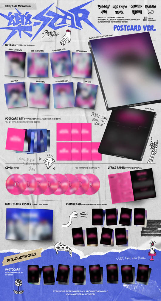 STRAY KIDS - 樂-STAR / ROCK-STAR Postcard version