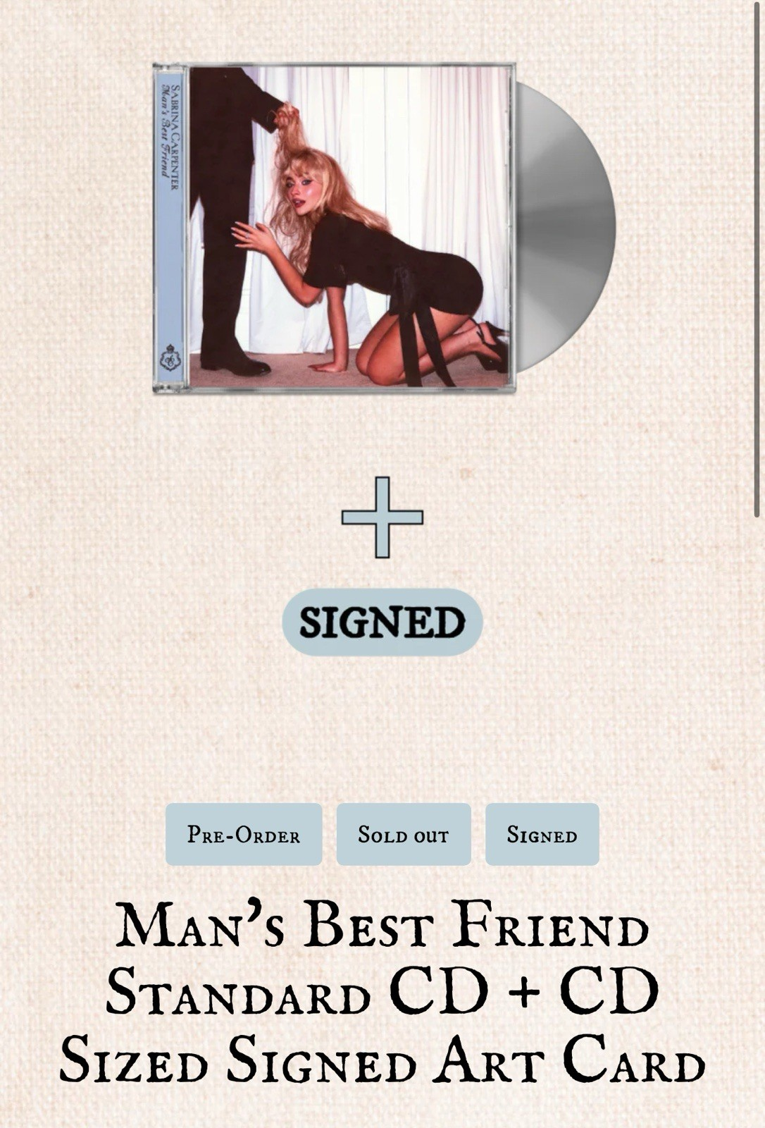 SABRINA CARPENTER - Man's best friend CD Autografiado
