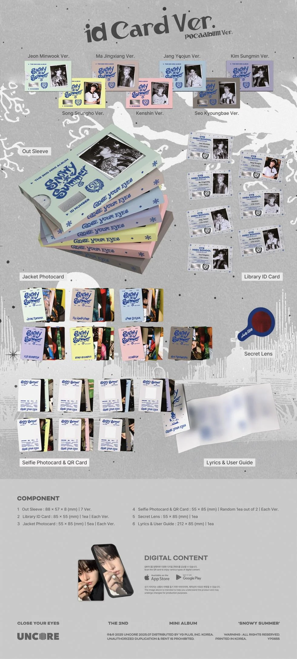 CLOSE YOUR EYES - SNOWY SUMMER (2nd Mini Album) POCAALBUM ID CARD