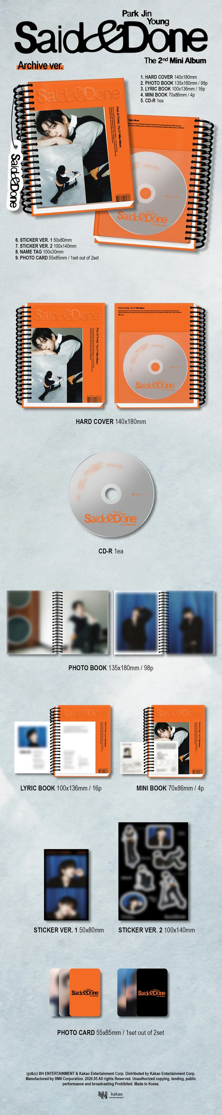 PARK JINYOUNG (GOT7) - SAID & DONE (2nd Mini Album) ARCHIVE