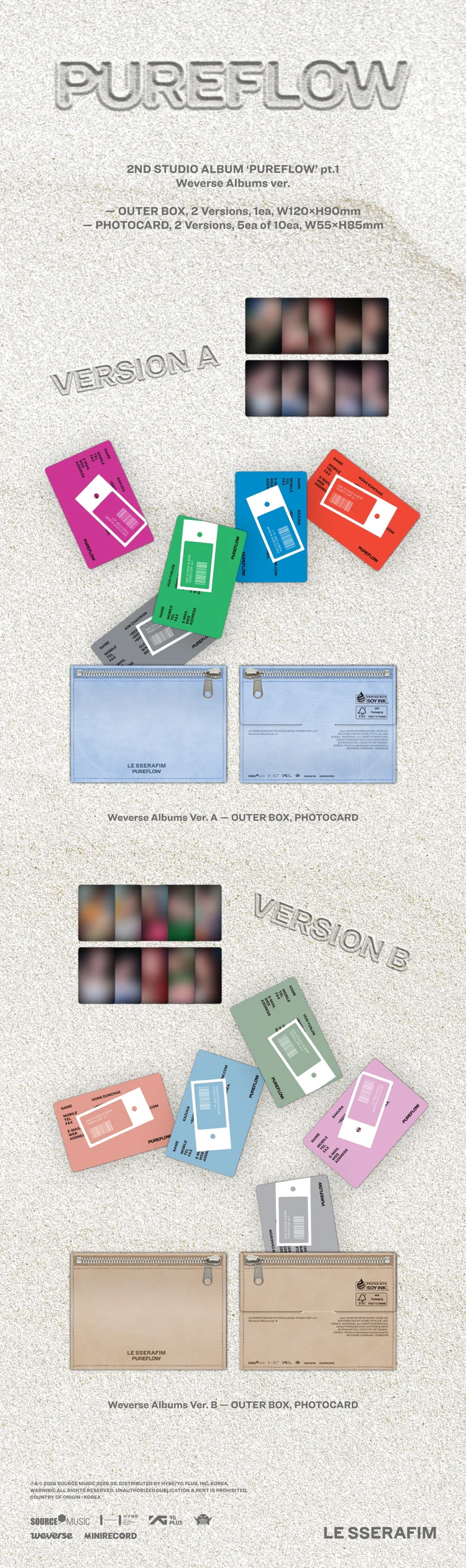 LE SSERAFIM - PUREFLOW PT.1 (2nd Studio Album) WEVERSE ALBUMS