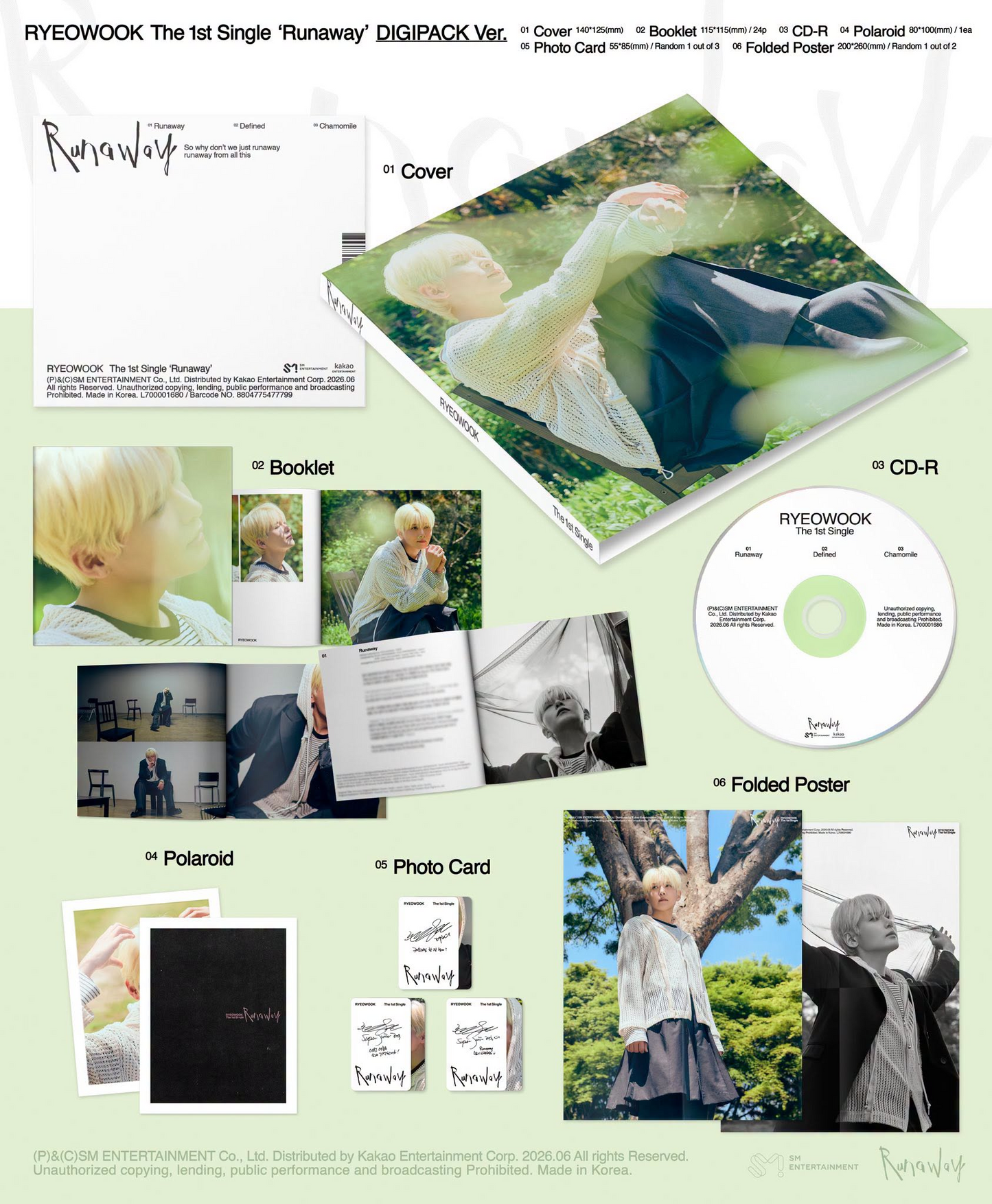 RYEOWOOK (SUPER JUNIOR) - RUNAWAY (1st Single Album) DIGIPACK