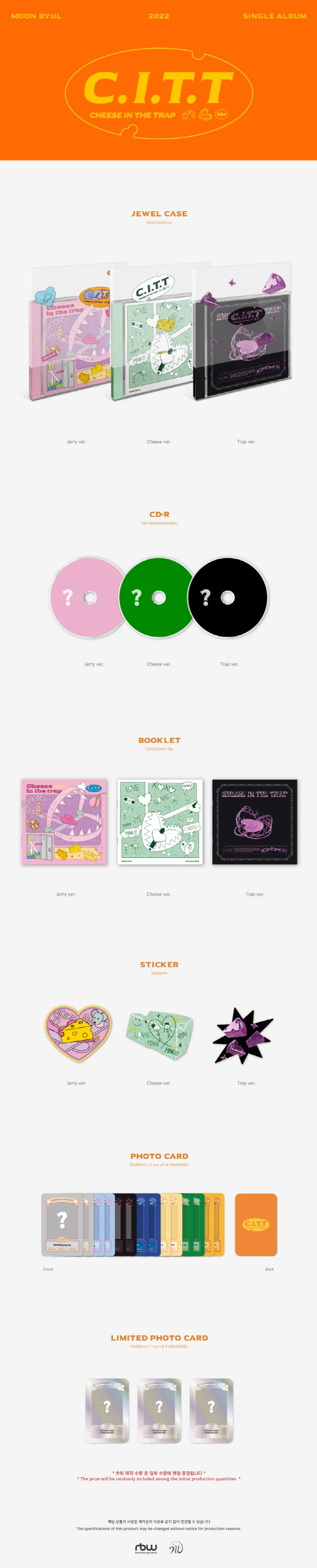 MOONBYUL (MAMAMOO) - C.I.T.T (Cheese in the Trap) (Single Album)