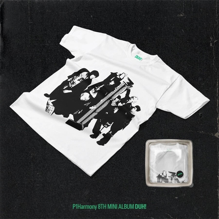 P1HARMONY - DUH! (8th Mini Album) LIMITED Edition PLAIN WHITE T