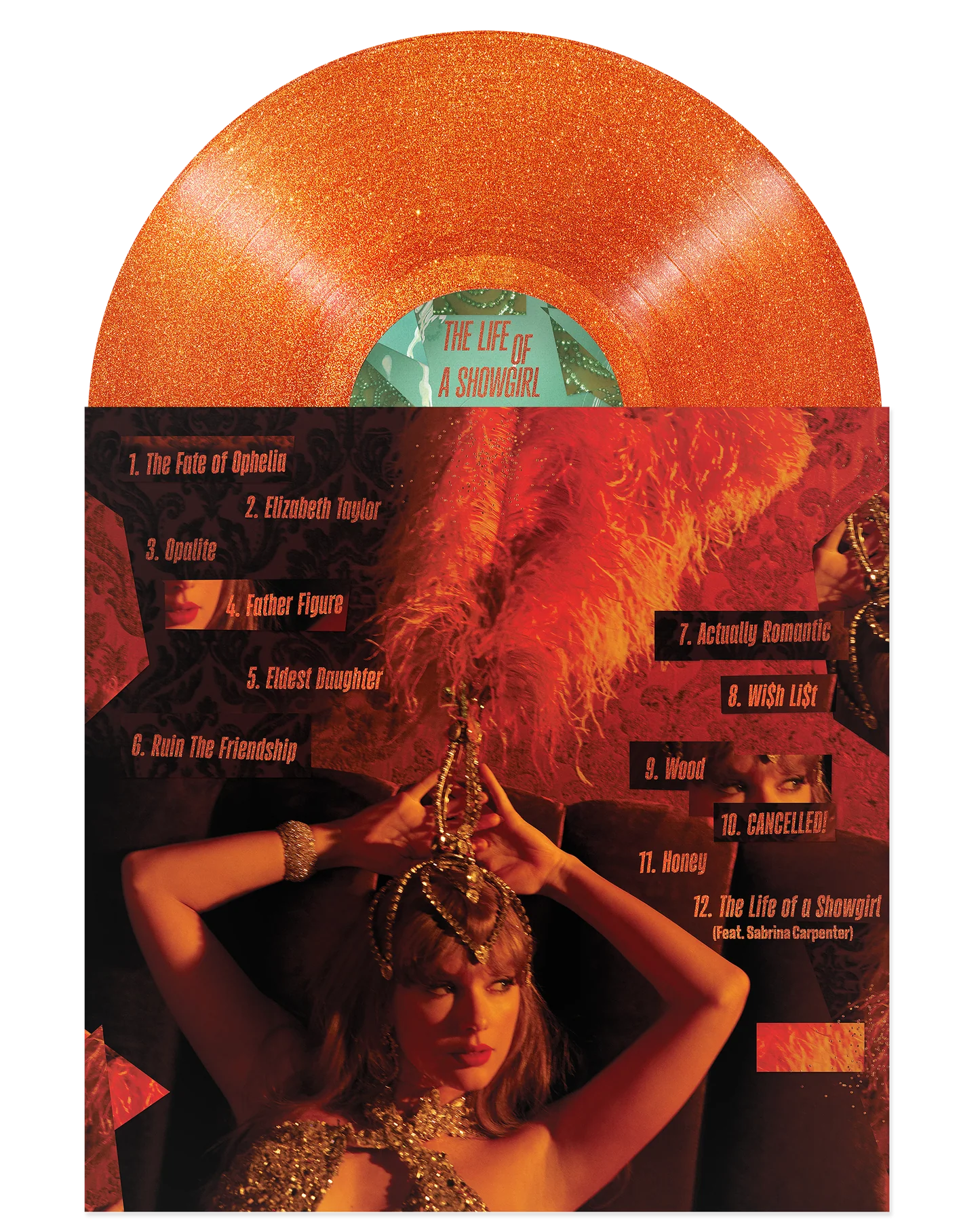 [PRE-ORDEN] TAYLOR SWIFT - The Life of a Showgirl: Sweat and Vanilla Perfume Portofino Orange Glitter VINILO
