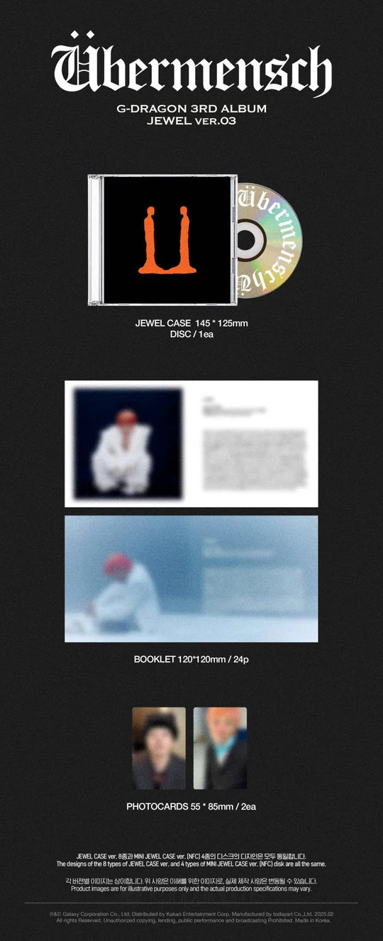 G-DRAGON (BIGBANG) - ÜBERMENSCH (3rd Album) JEWEL CASE