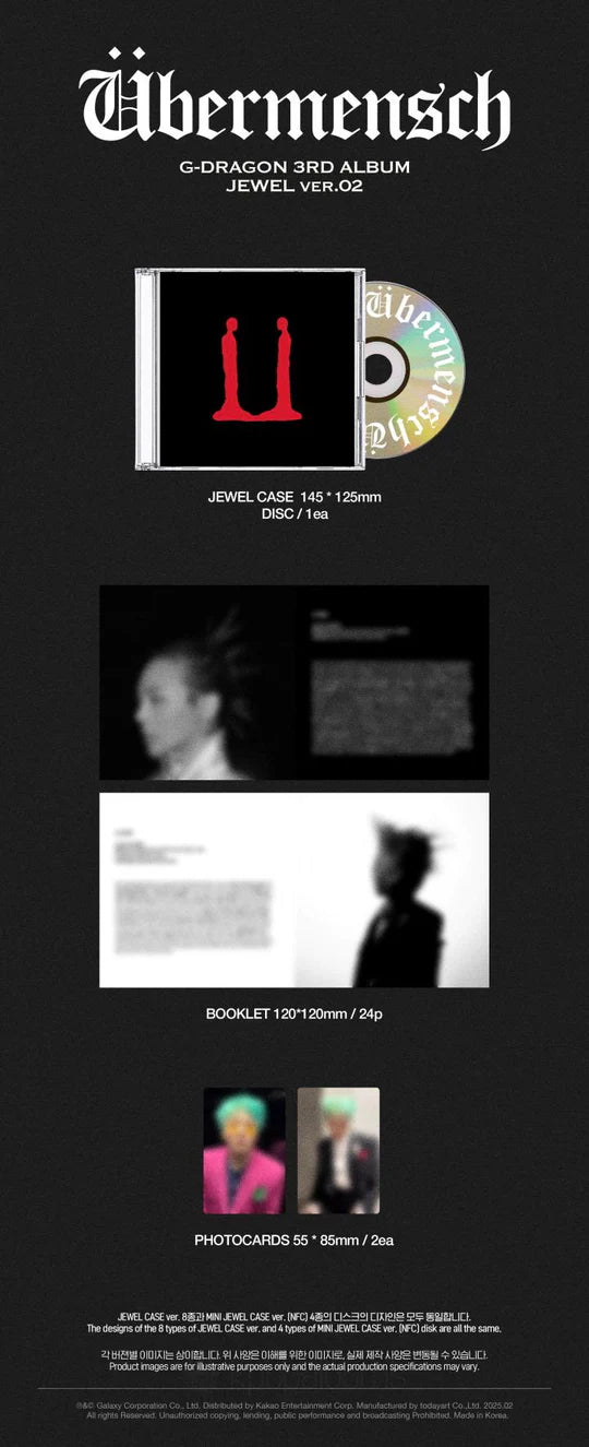 G-DRAGON (BIGBANG) - ÜBERMENSCH (3rd Album) JEWEL CASE