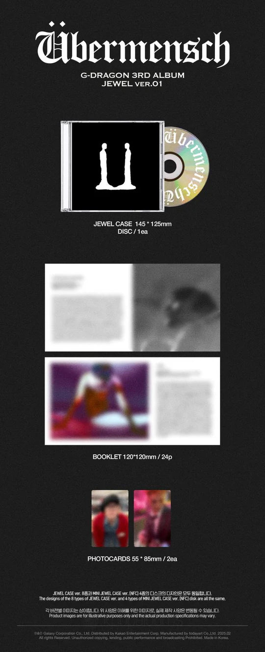 G-DRAGON (BIGBANG) - ÜBERMENSCH (3rd Album) JEWEL CASE