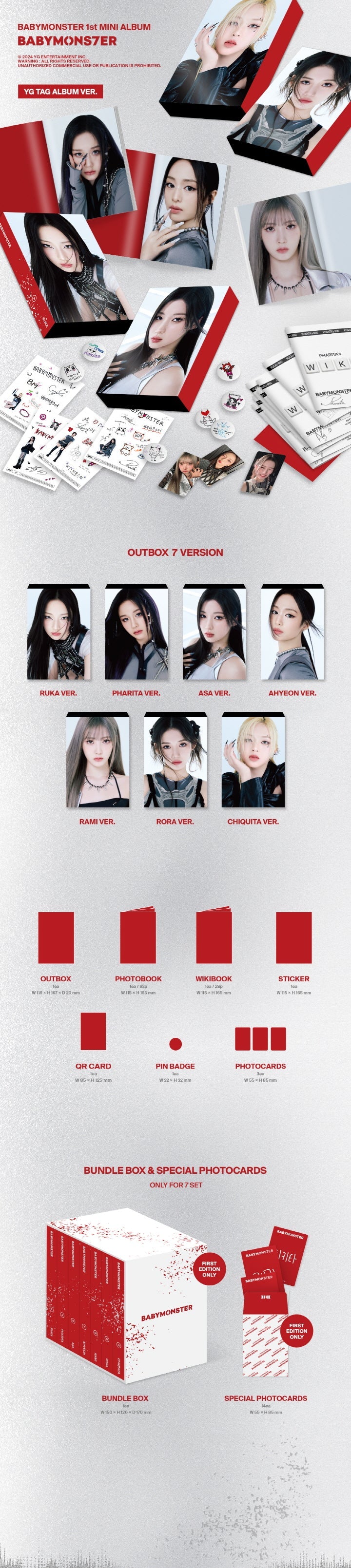 BABYMONSTER - BABYMONS7ER (1st Mini Album) YG TAG