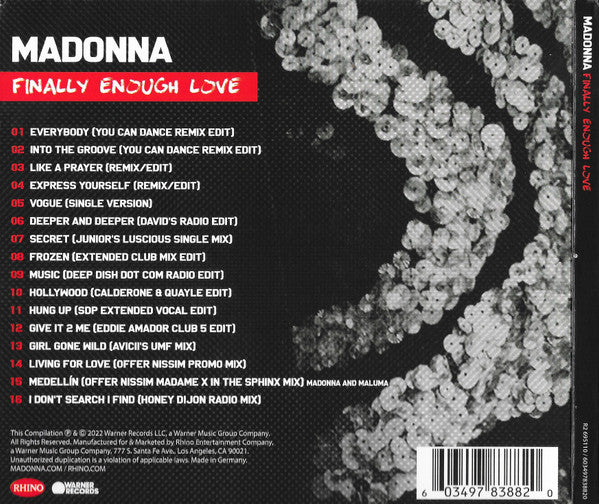 MADONNA - Finally enough love CD