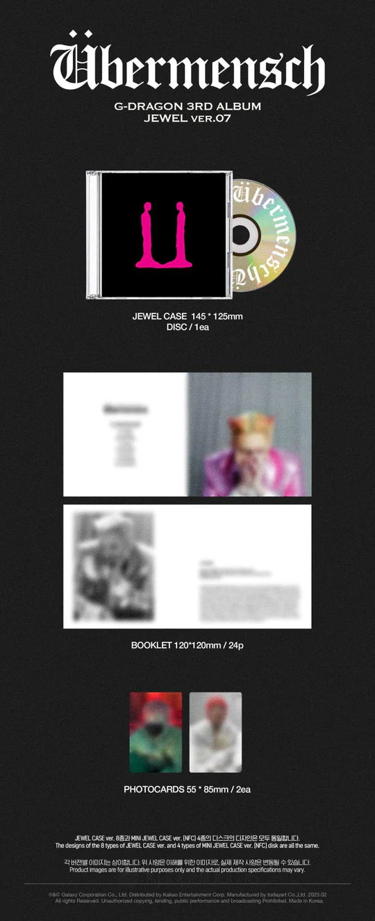 G-DRAGON (BIGBANG) - ÜBERMENSCH (3rd Album) JEWEL CASE