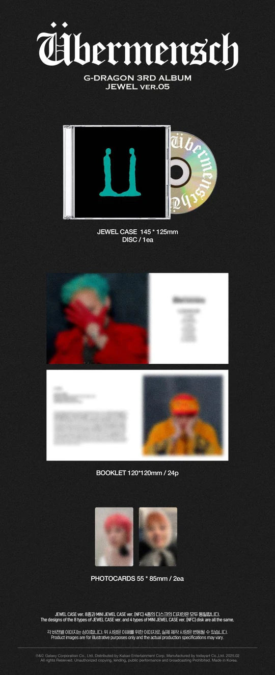 G-DRAGON (BIGBANG) - ÜBERMENSCH (3rd Album) JEWEL CASE