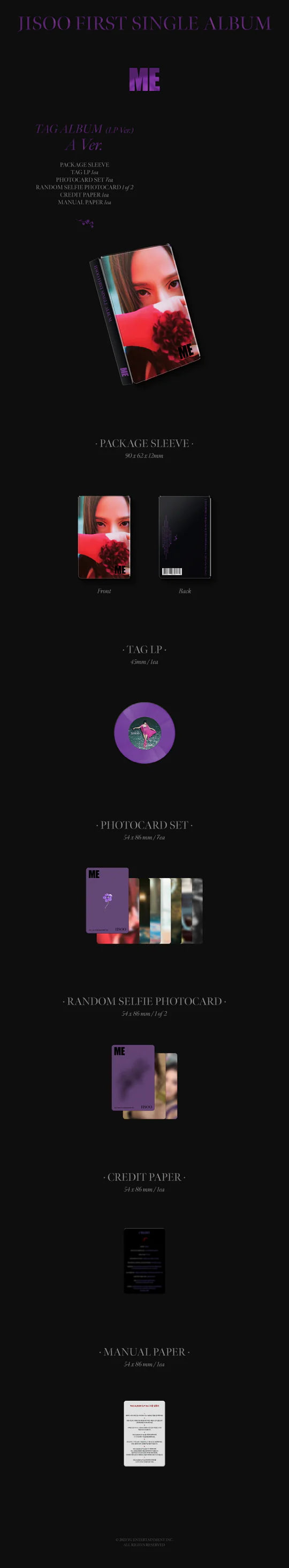 JISOO (BLACKPINK) - ME (1st single album) YG TAG