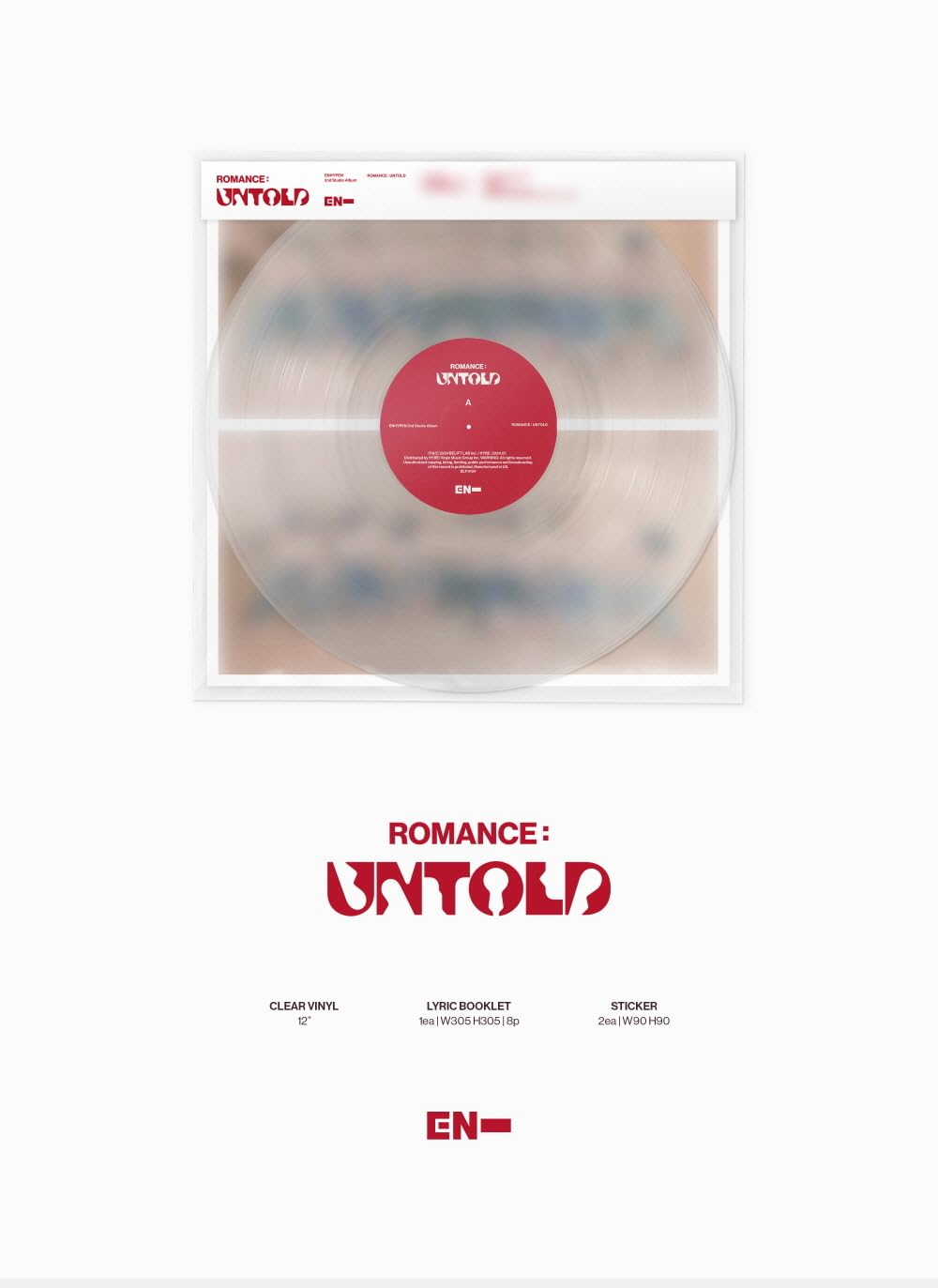ENHYPEN - ROMANCE : UNTOLD VINILO (Limitado Clear)