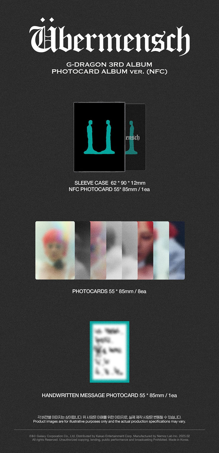 G-DRAGON (BIGBANG) - ÜBERMENSCH (3rd Album) PHOTOCARD ALBUM Version NFC
