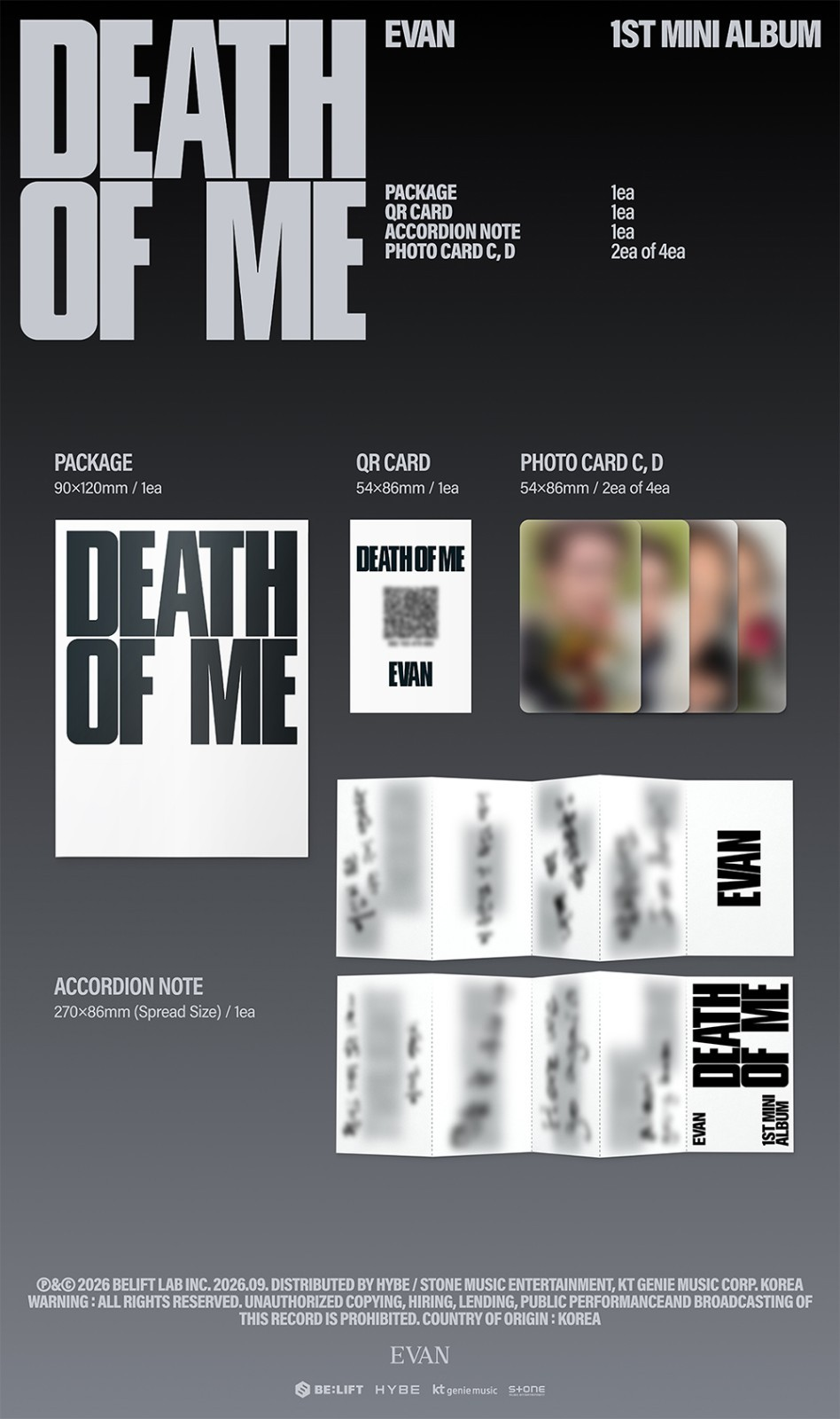 [PRE-VENTA] EVAN - DEATH OF ME (1st Mini Album) WEVERSE ALBUMS
