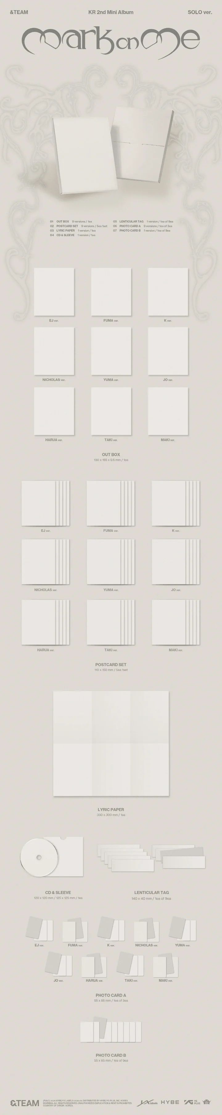 [PRE-ORDEN] &TEAM - Mark on Me KR (2nd Mini Album) SOLO
