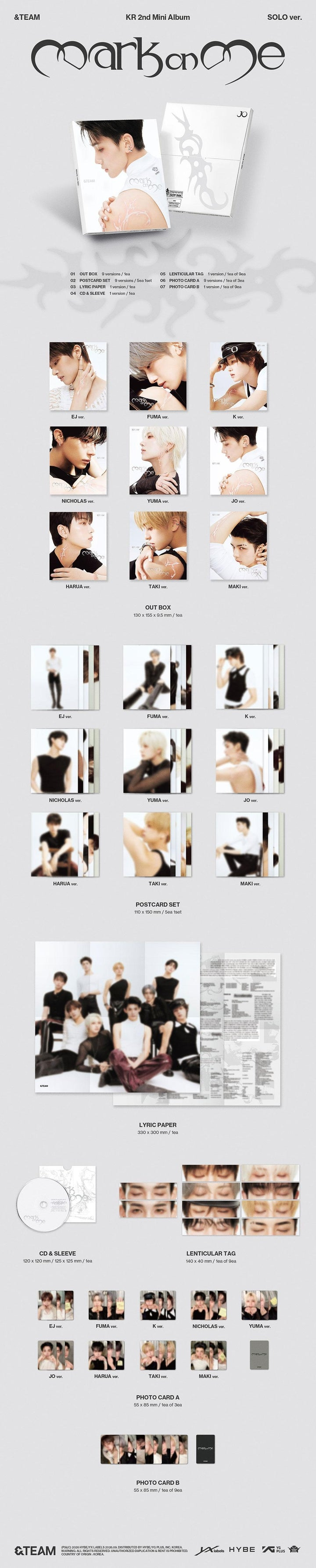 &TEAM - Mark on Me KR (2nd Mini Album) SOLO