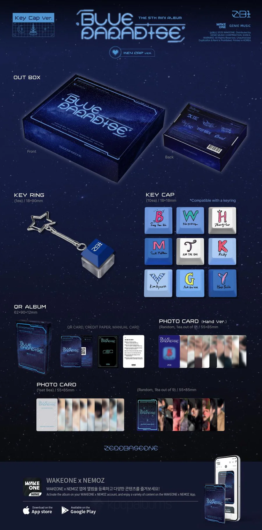 ZEROBASEONE - BLUE PARADISE (5th Mini Album) KEY CAP Version