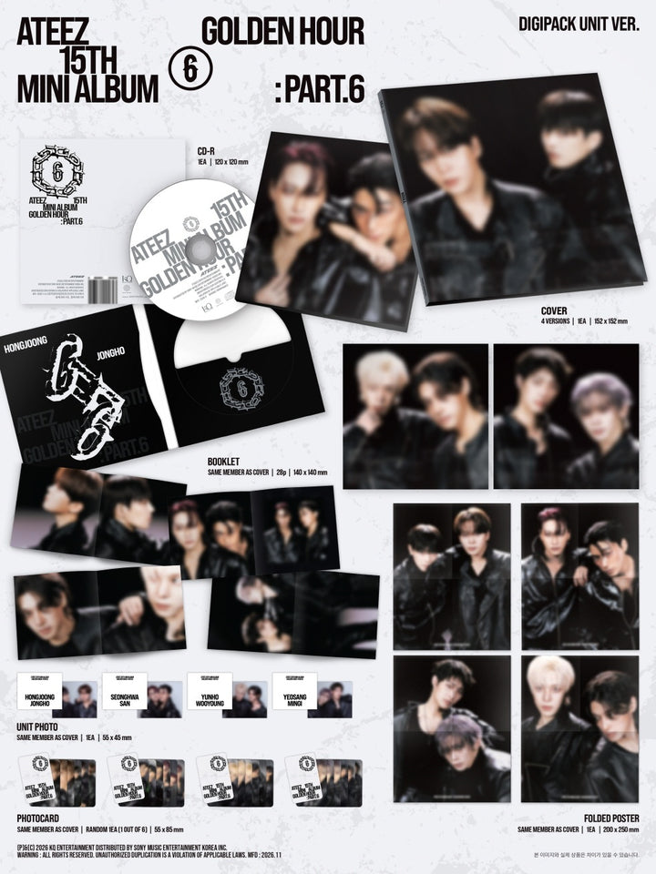 [PRE-VENTA] ATEEZ - GOLDEN HOUR : PART.6 (15th Mini Album) DIGIPACK UNIT