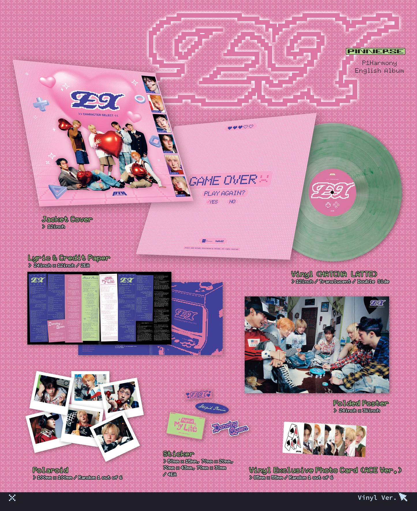 P1HARMONY - EX (1st English Album) VINILO HELLO82 Exclusive (Matcha Latte)