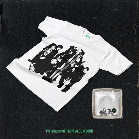P1HARMONY - DUH! (8th Mini Album) LIMITED Edition PLAIN WHITE T